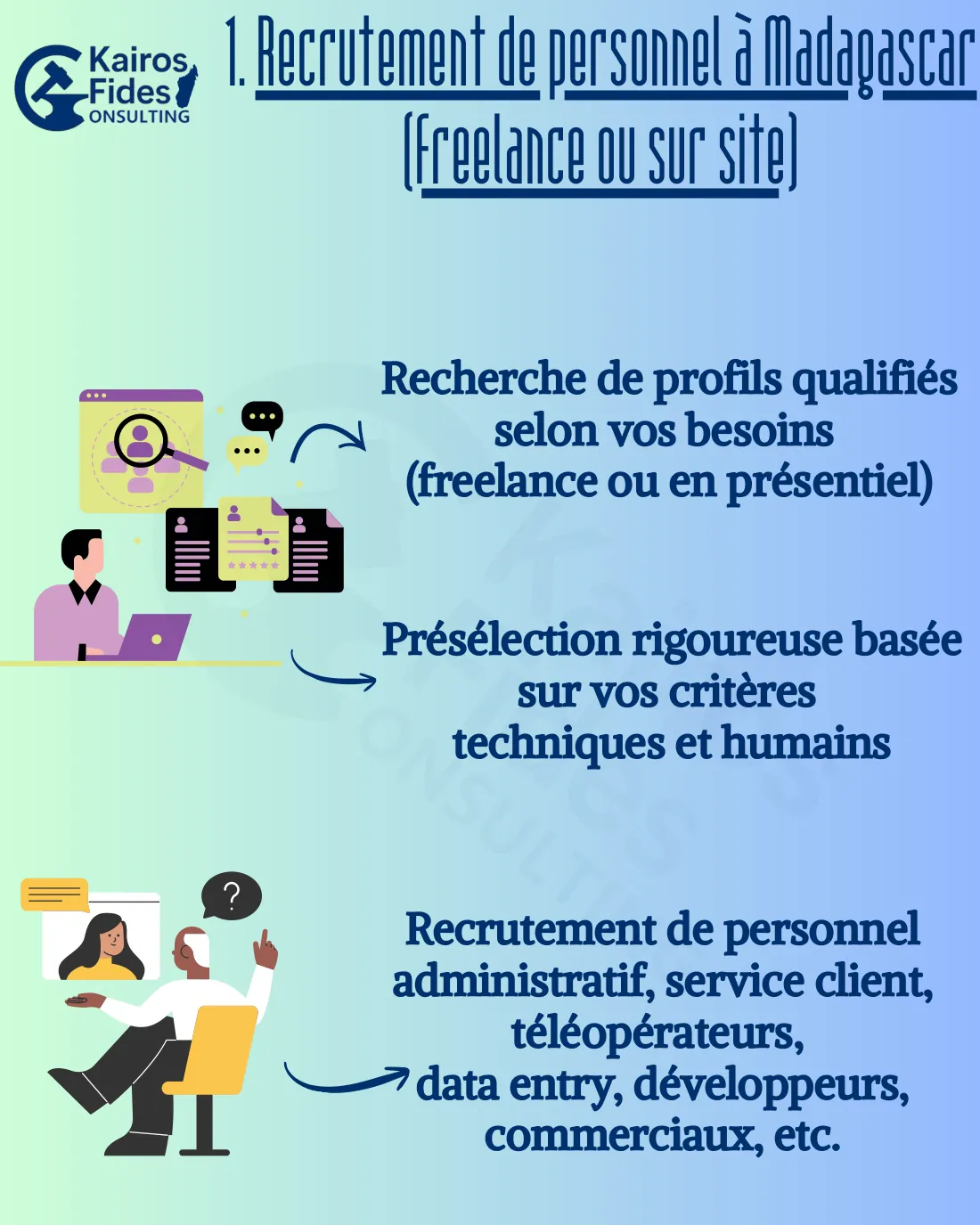 Plaquette, page 2 : Recrutement de personnel à Madagascar